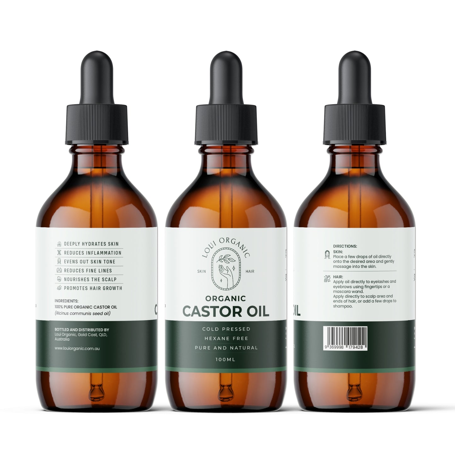 Bundle Duo Pack: Organic Castor Oil Glass Bottles