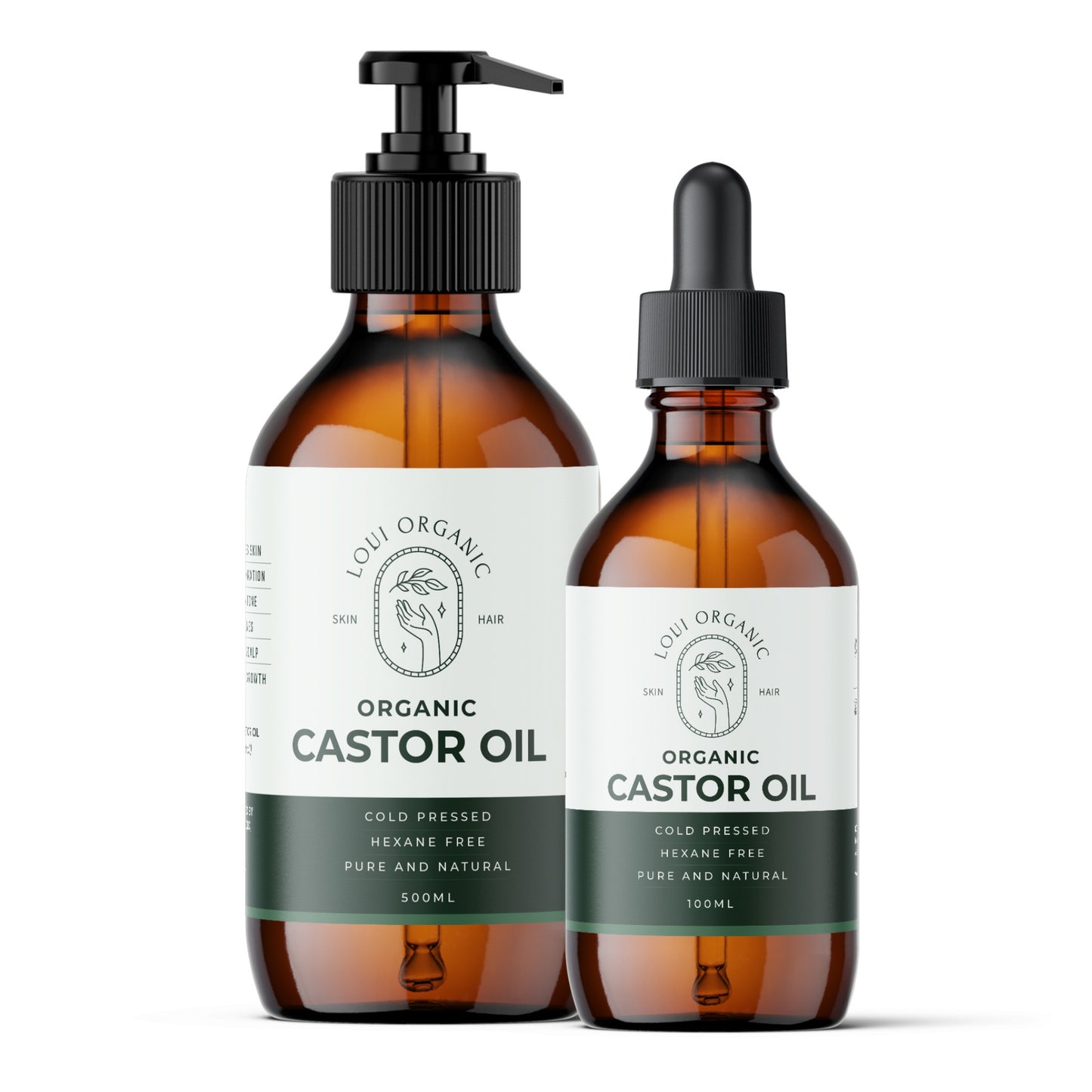 Bundle Duo Pack: Organic Castor Oil Glass Bottles
